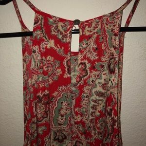 Red patterned dress